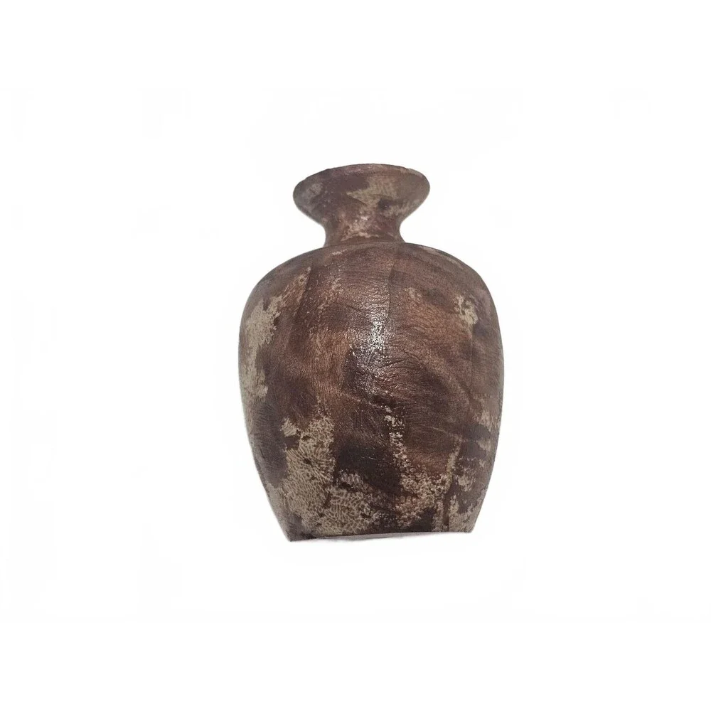 Small Vintage Wooden Vase with Natural Finish